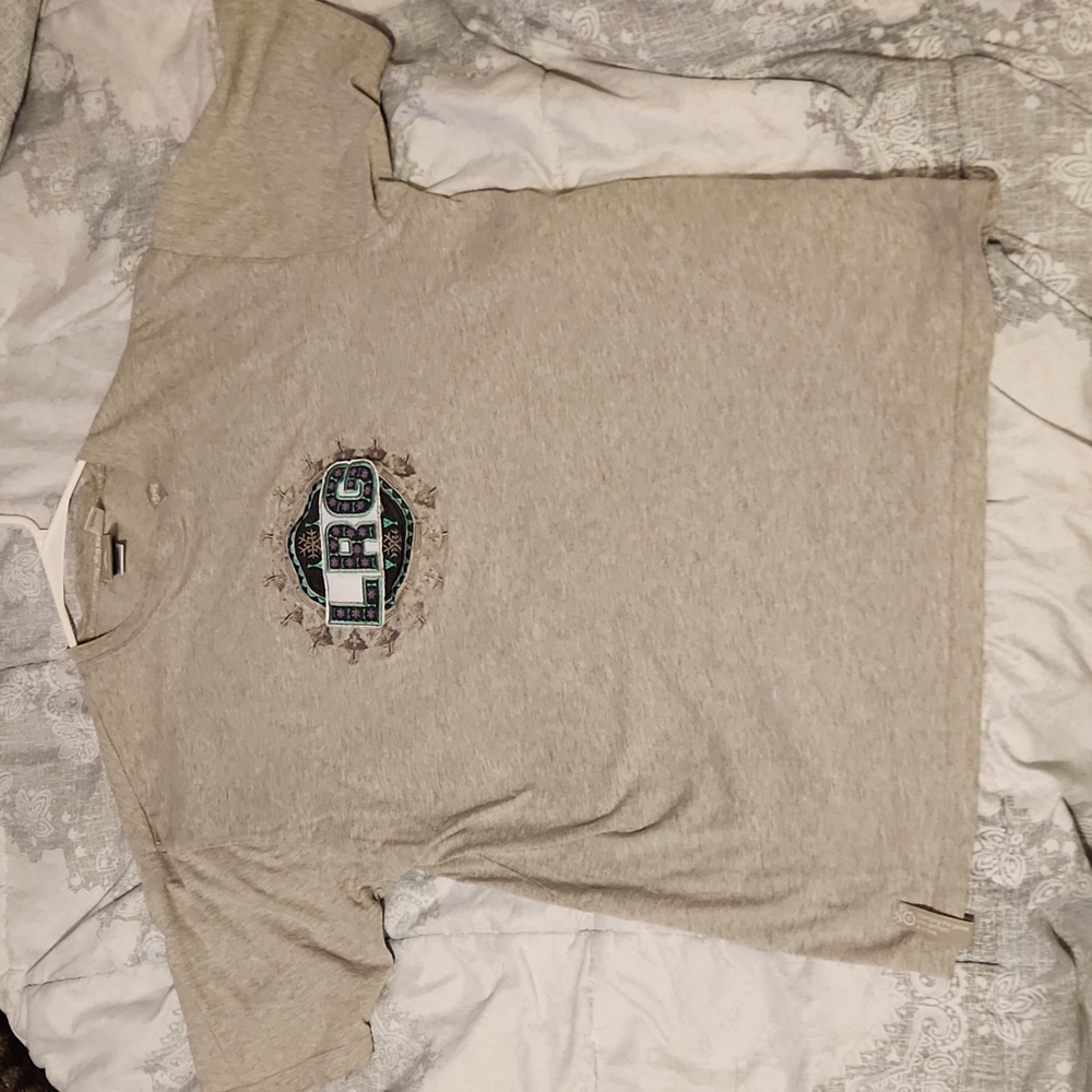 Lrg Lifted Research Group Grey Embroidered Spell Out Logo T Shirt Vintage Y2K